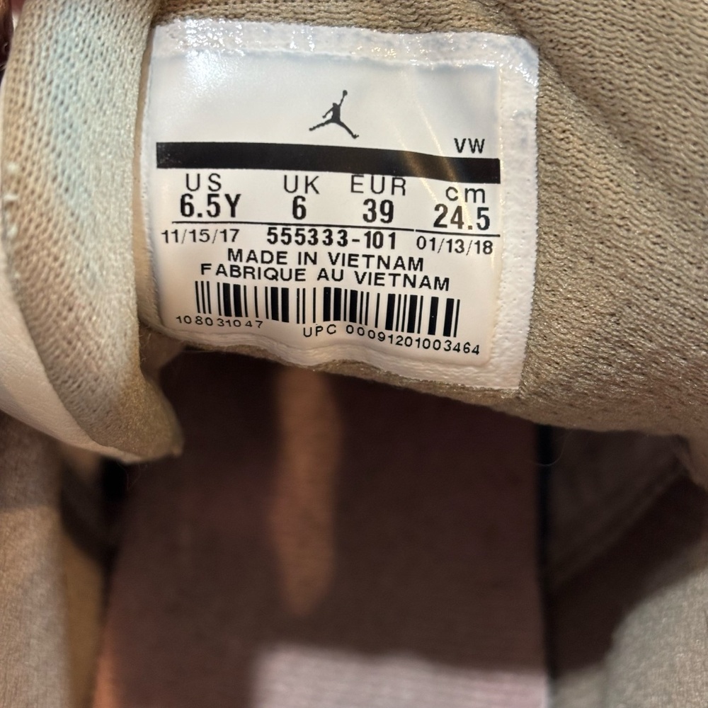Jordan Flight Club 91 GS Sneakers Basketball Shoes SZ 6.5Y/8 W Beige Green Coral - Picture 13 of 13